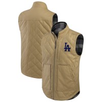 Los Angeles Dodgers Darius Rucker Collection by Fanatics Tan/Charcoal Reversible Canvas & Plaid Patch Full-Zip Vest