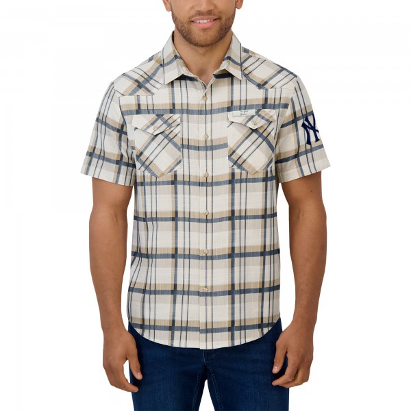 Рубашка на кнопках New York Yankees Darius Rucker Collection by Fanatics Navy Plaid