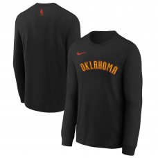 Футболка с длинным рукавом Youth Oklahoma City Thunder Nike Black 2024/25 City Edition Wordmark Performance