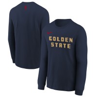 Футболка с длинным рукавом Golden State Warriors Nike Youth 2024/25 City Edition Wordmark Performance - Navy