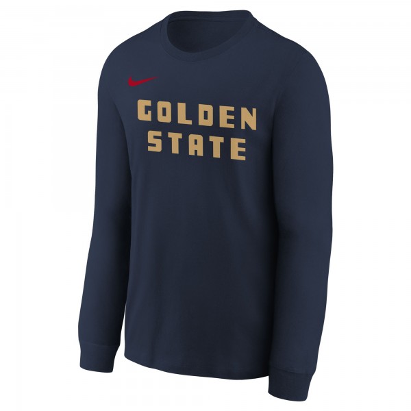 Футболка с длинным рукавом Golden State Warriors Nike Youth 2024/25 City Edition Wordmark Performance - Navy