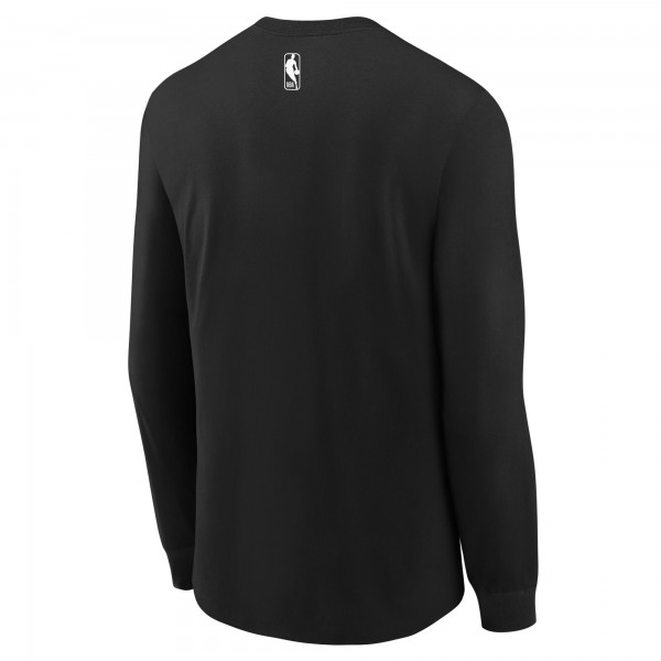 Футболка с длинным рукавом Youth Brooklyn Nets Nike Black 2024/25 City Edition Wordmark Performance