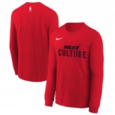 Футболка с длинным рукавом Youth Miami Heat Nike Red 2024/25 City Edition Wordmark Performance