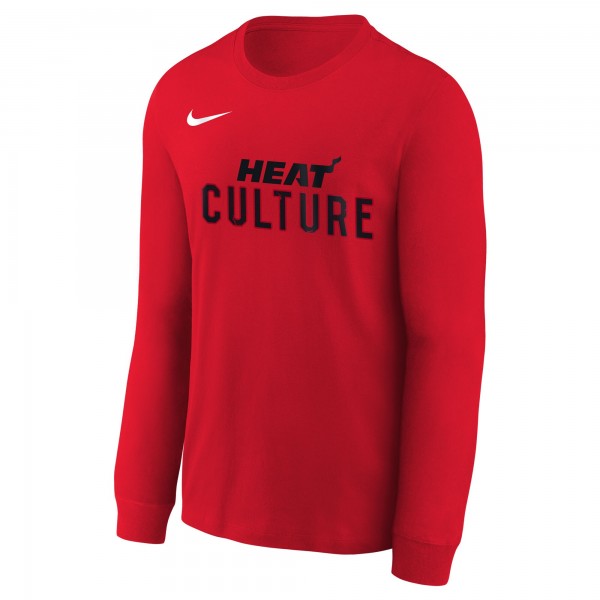 Футболка с длинным рукавом Youth Miami Heat Nike Red 2024/25 City Edition Wordmark Performance
