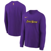 Футболка с длинным рукавом Los Angeles Lakers Nike Youth 2024/25 City Edition Wordmark Performance - Purple