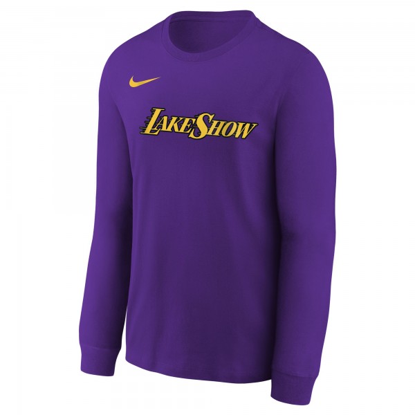 Футболка с длинным рукавом Los Angeles Lakers Nike Youth 2024/25 City Edition Wordmark Performance - Purple