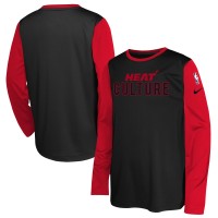 Футболка с длинным рукавом Youth Miami Heat Nike Black 2024/25 City Edition Pregame Performance Shooting