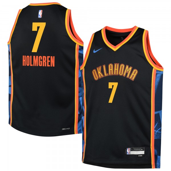Игровая джерси Youth Oklahoma City Thunder Chet Holmgren Nike Black 2024/25 - City Edition