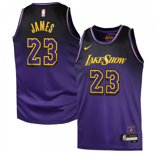 Игровая джерси LeBron James Los Angeles Lakers Nike Youth 2024/25 Swingman Player - City Edition - Purple