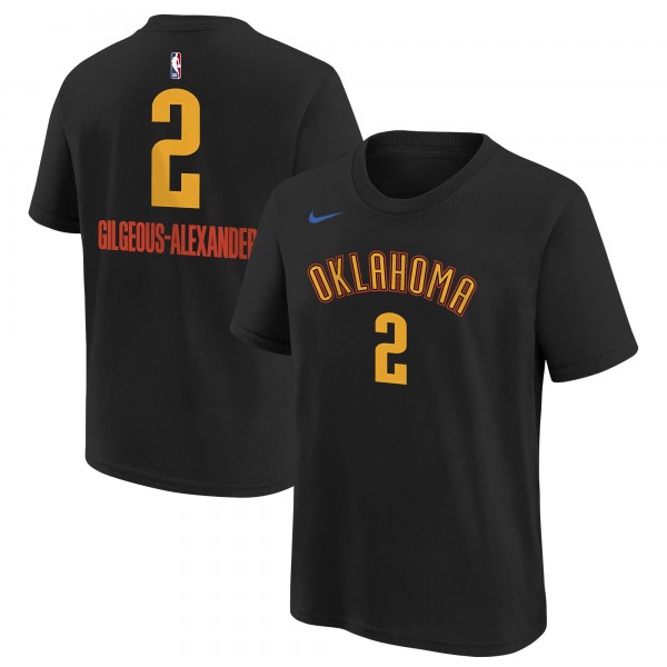 Футболка Youth Oklahoma City Thunder Shai Gilgeous-Alexander Nike Black 2024/25 City Edition Name & Number