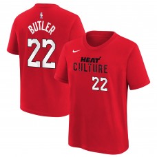 Подростковая Miami Heat Jimmy Butler Nike Red 2024/25 City Edition Name & Number T-Shirt