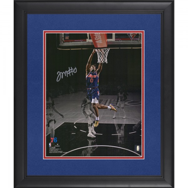 Tyrese Maxey Philadelphia 76ers Autographed Fanatics Authentic Framed 11 x 14 Dunk Spotlight Photograph