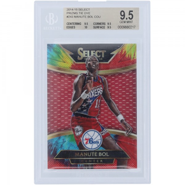 Manute Bol Philadelphia 76ers 2014-15 Panini Select Tie Dye Prizm #243 #5/25 BGS Authenticated 9.5 Card - 9.5,9.5,10,9.5 Subgrades