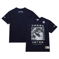 Футболка New York Yankees Derek Jeter Mitchell & Ness Navy Cooperstown Collection Heavyweight Premium Player Vintage Logo