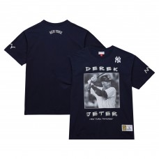 New York Yankees Derek Jeter Mitchell & Ness Navy Cooperstown Collection Heavyweight Premium Player Vintage Logo T-Shirt