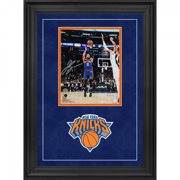 Jalen Brunson New York Knicks Autographed Fanatics Authentic Deluxe Framed 8 x 10 Shooting vs. Victor Wembanyama Photograph