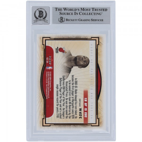 Dwyane Wade Miami Heat Autographed 2003-04 Fleer Hoops Hot Prospects Cream of the Crop #13 Beckett Fanatics Witnessed Authenticated 10 Rookie Card