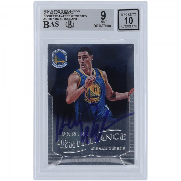 Klay Thompson Golden State Warriors Autographed 2012-13 Panini Brilliance #271 Beckett Fanatics Witnessed Authenticated 9/10 Rookie Card