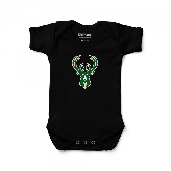 Newborn & Малышам Milwaukee Bucks Chad & Jake Black Primary Logo Bodysuit