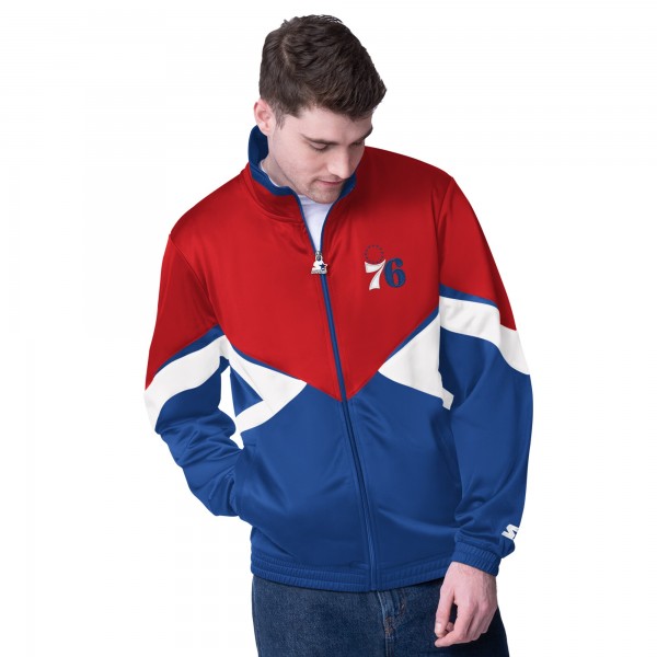 Philadelphia 76ers Starter Red/Royal Rush Applique Full-Zip Track Jacket