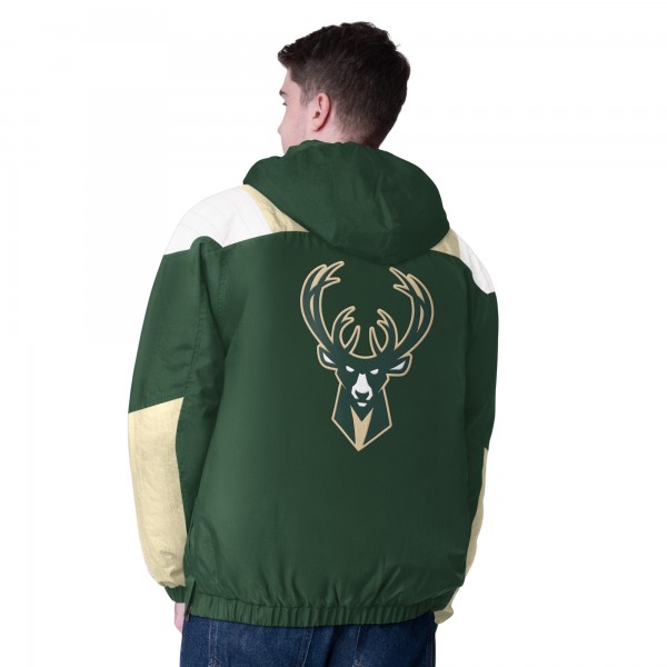 Куртка на короткой молнии Milwaukee Bucks Starter Charger- Hunter Green/Cream