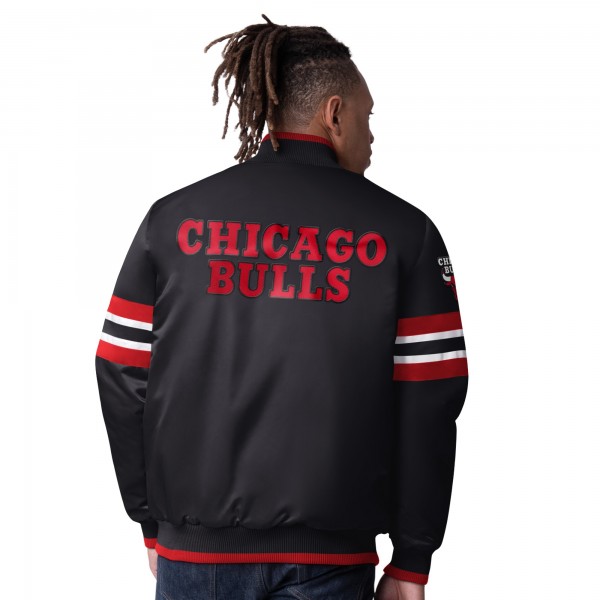 Chicago Bulls Starter Black Scout Varsity Satin Full-Snap Jacket