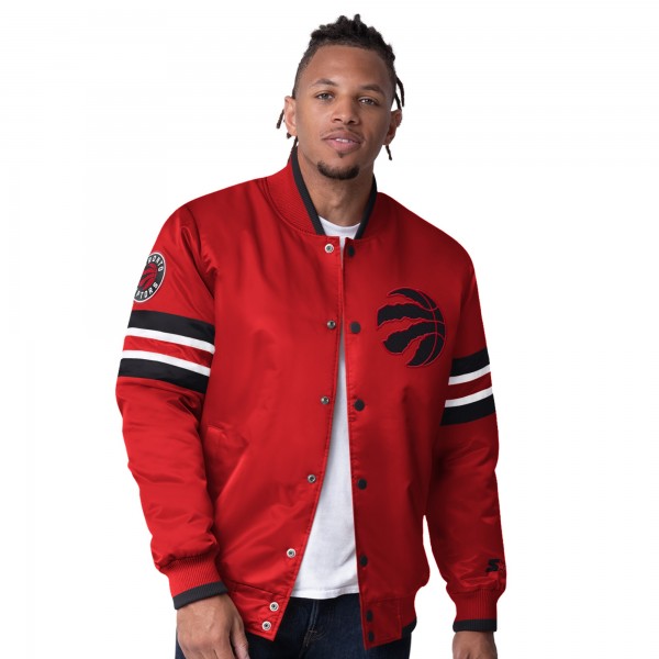 Toronto Raptors Starter Red Scout Varsity Satin Full-Snap Jacket