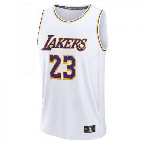 Подростковая Los Angeles Lakers LeBron James Fanatics White Fast Break Replica Player Jersey - Association Edition