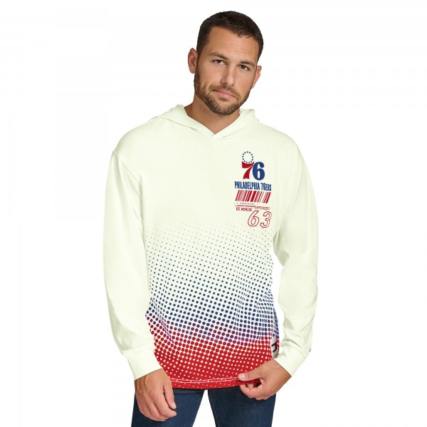 Philadelphia 76ers Tommy Jeans Cream Ben Vintage Applique Long Sleeve Hoodie T-Shirt