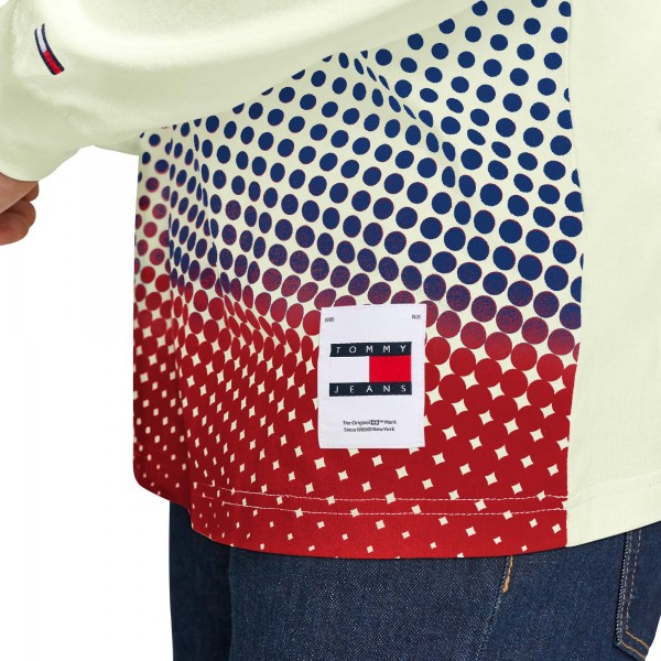 Philadelphia 76ers Tommy Jeans Cream Ben Vintage Applique Long Sleeve Hoodie T-Shirt