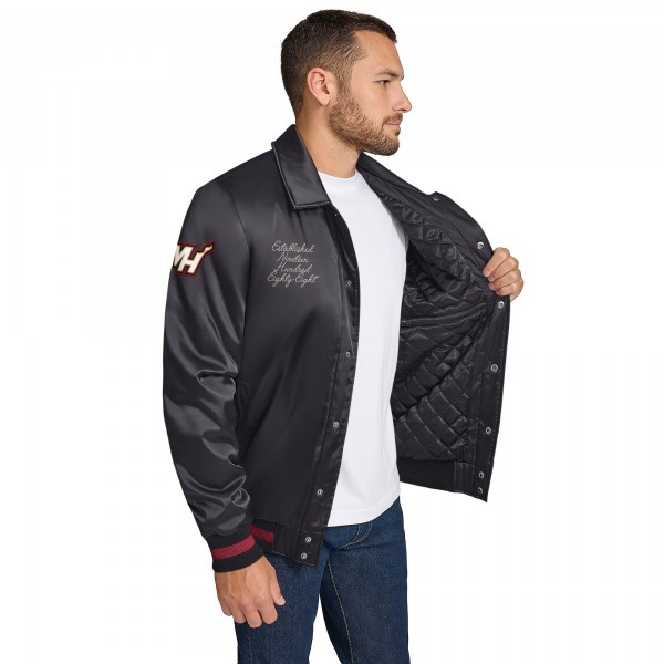 Куртка на кнопках Miami Heat Tommy Jeans Black Jacob Chain Stitch Applique Varsity