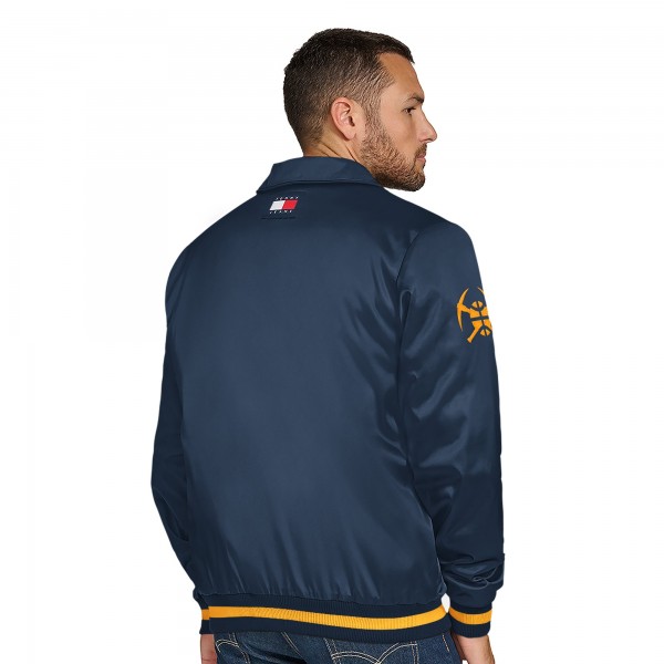Denver Nuggets Tommy Jeans Navy Jacob Chain Stitch Applique Full-Snap Varsity Jacket