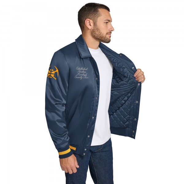 Denver Nuggets Tommy Jeans Navy Jacob Chain Stitch Applique Full-Snap Varsity Jacket