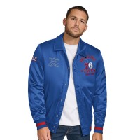 Philadelphia 76ers Tommy Jeans Royal Jacob Chain Stitch Applique Full-Snap Varsity Jacket