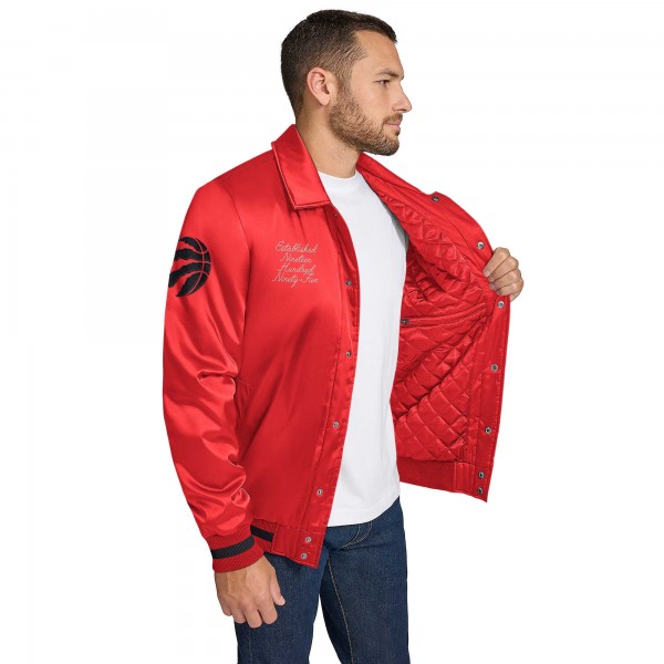 Toronto Raptors Tommy Jeans Red Jacob Chain Stitch Applique Full-Snap Varsity Jacket