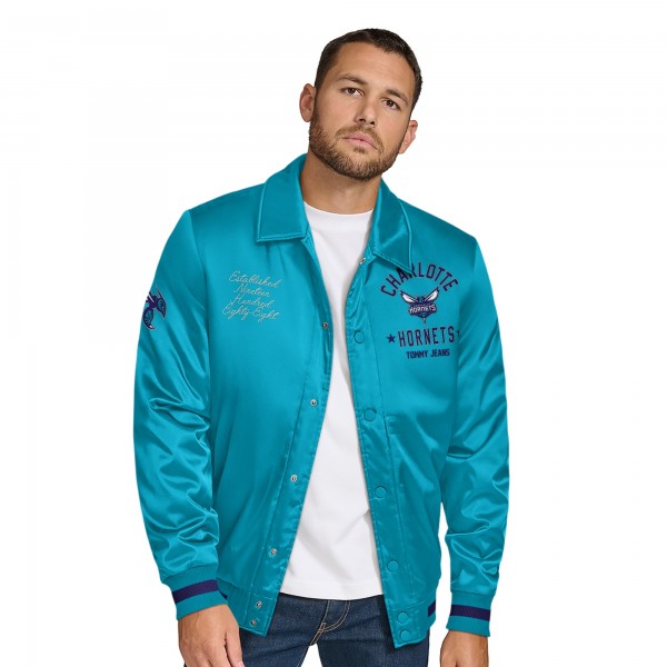 Куртка на кнопках Charlotte Hornets Tommy Jeans Teal Jacob Chain Stitch Applique Varsity
