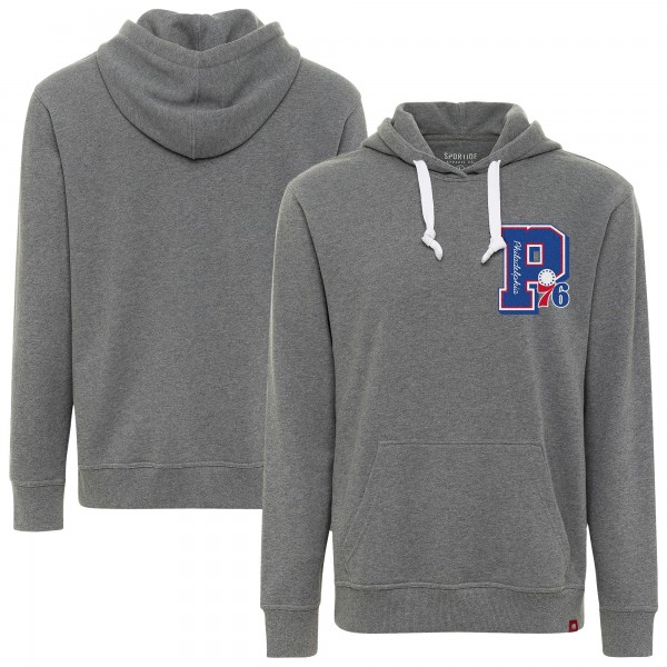 Unisex Philadelphia 76ers Sportiqe Heather Gray Varsity Collection Blake Pullover Hoodie