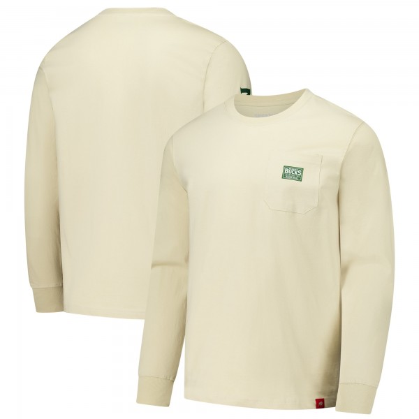 Футболка с длинным рукавом Milwaukee Bucks Sportiqe Unisex Wales Heavyweight Pocket - Cream