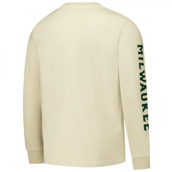 Футболка с длинным рукавом Milwaukee Bucks Sportiqe Unisex Wales Heavyweight Pocket - Cream
