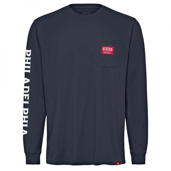 Unisex Philadelphia 76ers Sportiqe Navy Wales Heavyweight Pocket Long Sleeve T-Shirt