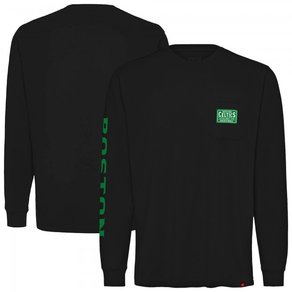 Футболка с длинным рукавом Boston Celtics Sportiqe Unisex Wales Heavyweight Pocket - Black