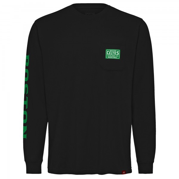 Футболка с длинным рукавом Boston Celtics Sportiqe Unisex Wales Heavyweight Pocket - Black