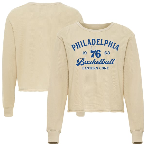 Футболка с длинным рукавом Unisex Philadelphia 76ers Sportiqe Cream High Country Collection Cullen Waffle Knit