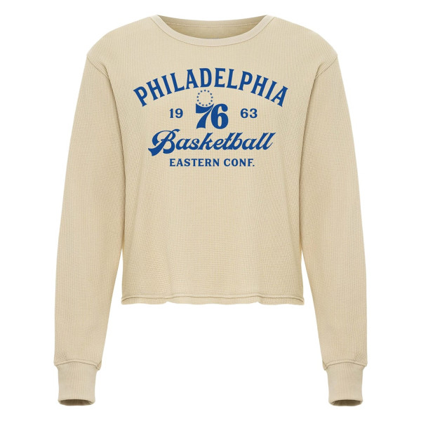 Футболка с длинным рукавом Unisex Philadelphia 76ers Sportiqe Cream High Country Collection Cullen Waffle Knit