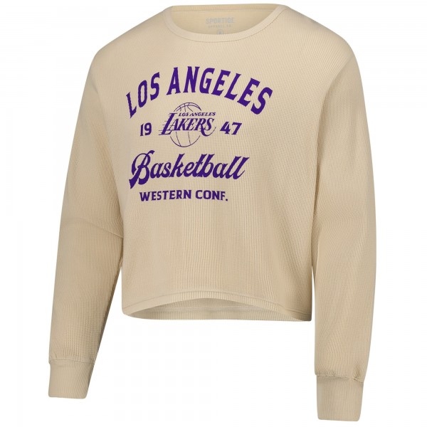 Футболка с длинным рукавом Los Angeles Lakers Sportiqe Unisex High Country Collection Cullen Waffle Knit - Cream