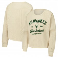 Футболка с длинным рукавом Milwaukee Bucks Sportiqe Unisex High Country Collection Cullen Waffle Knit - Cream