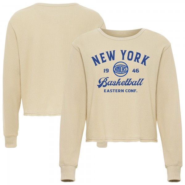 Футболка с длинным рукавом New York Knicks Sportiqe Unisex High Country Collection Cullen Waffle Knit - Cream
