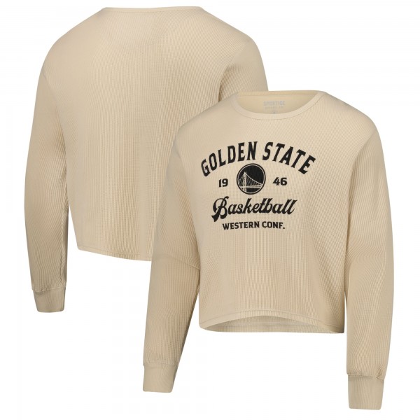 Футболка с длинным рукавом Golden State Warriors Sportiqe Unisex High Country Collection Cullen Cropped Waffle Knit - Cream