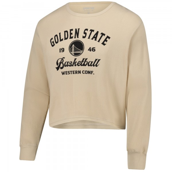 Футболка с длинным рукавом Golden State Warriors Sportiqe Unisex High Country Collection Cullen Cropped Waffle Knit - Cream
