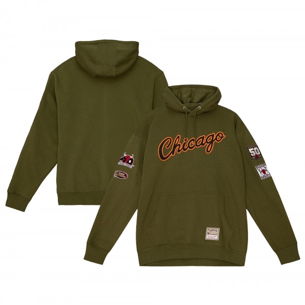 Толстовка Chicago Bulls Mitchell & Ness Hardwood Classics Script Flight - Olive